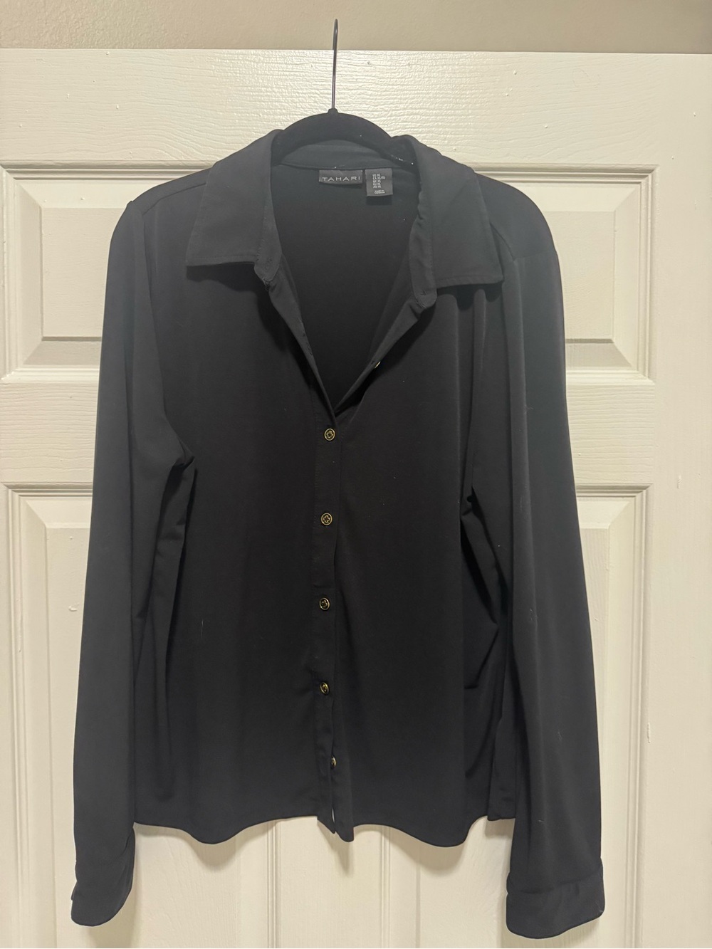 Tahari Black Lightweight Button-Front Shirt Jacket